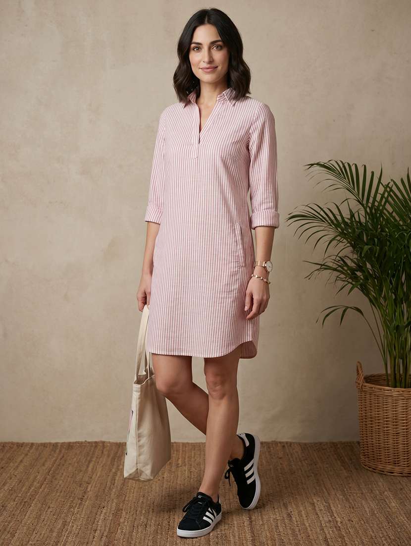 women printed collared sheath dress