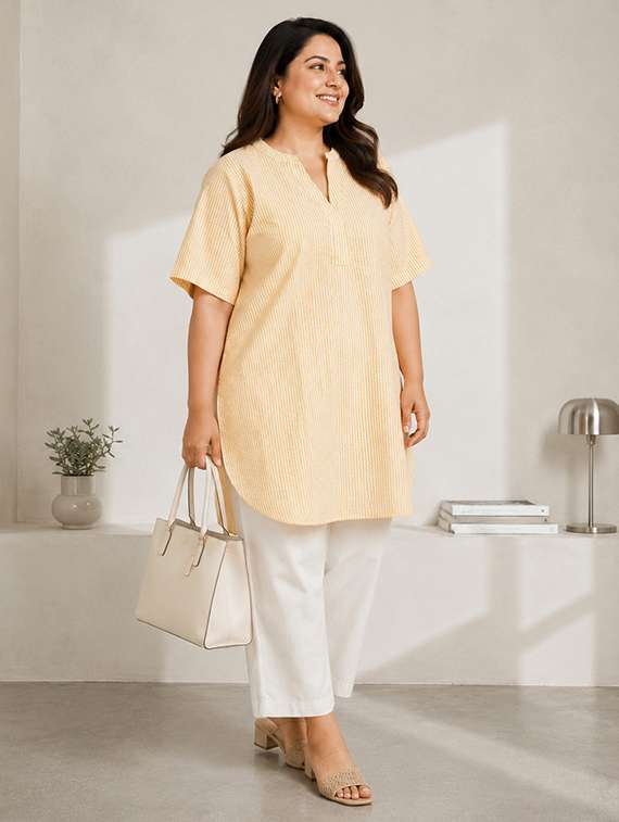 women printed short sleeves high low tunic - 22580403 -  Standard Image - 3