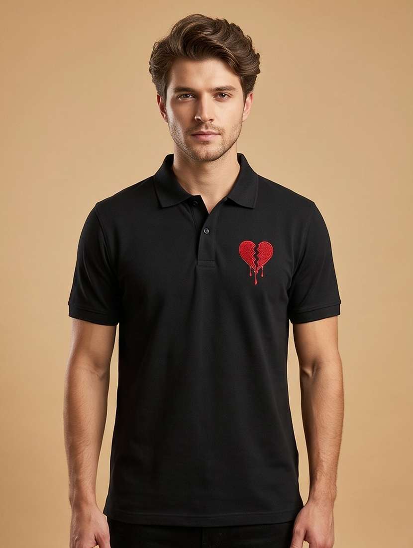 men embroidered short sleeves polo t-shirt