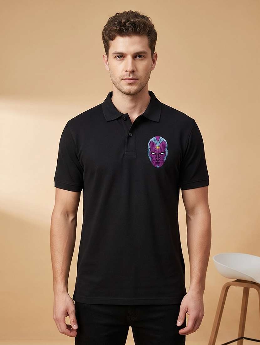 men printed short sleeves polo t-shirt