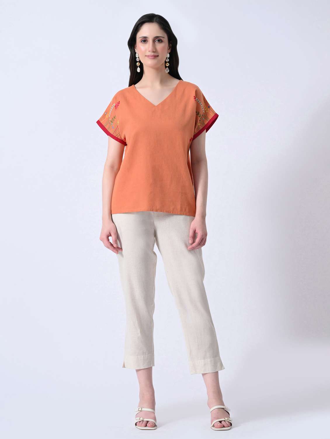 women embroidered v neck regular top - 22580445 -  Standard Image - 5