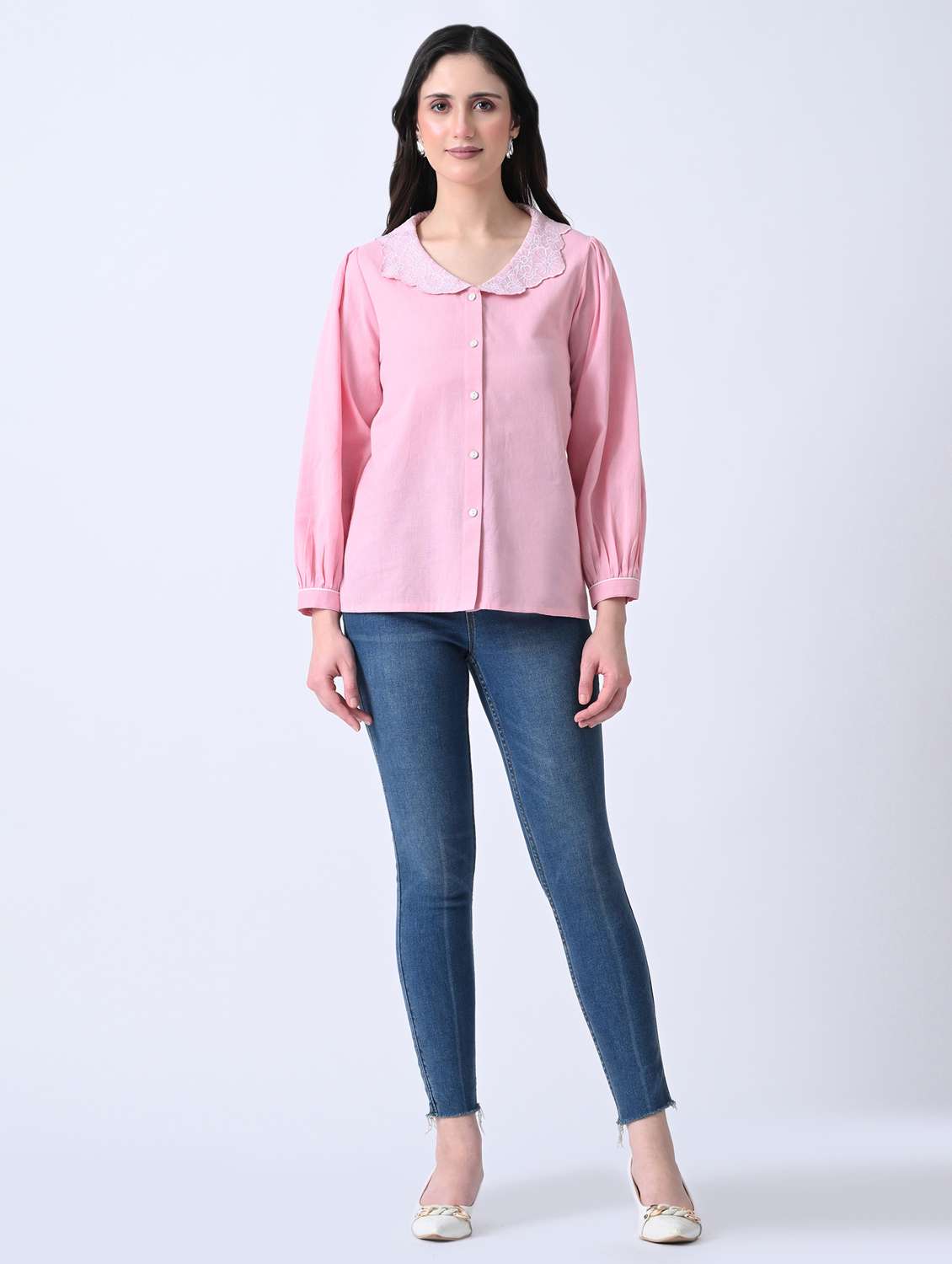 women embroidered long sleeves shirt style top - 22580449 -  Standard Image - 5