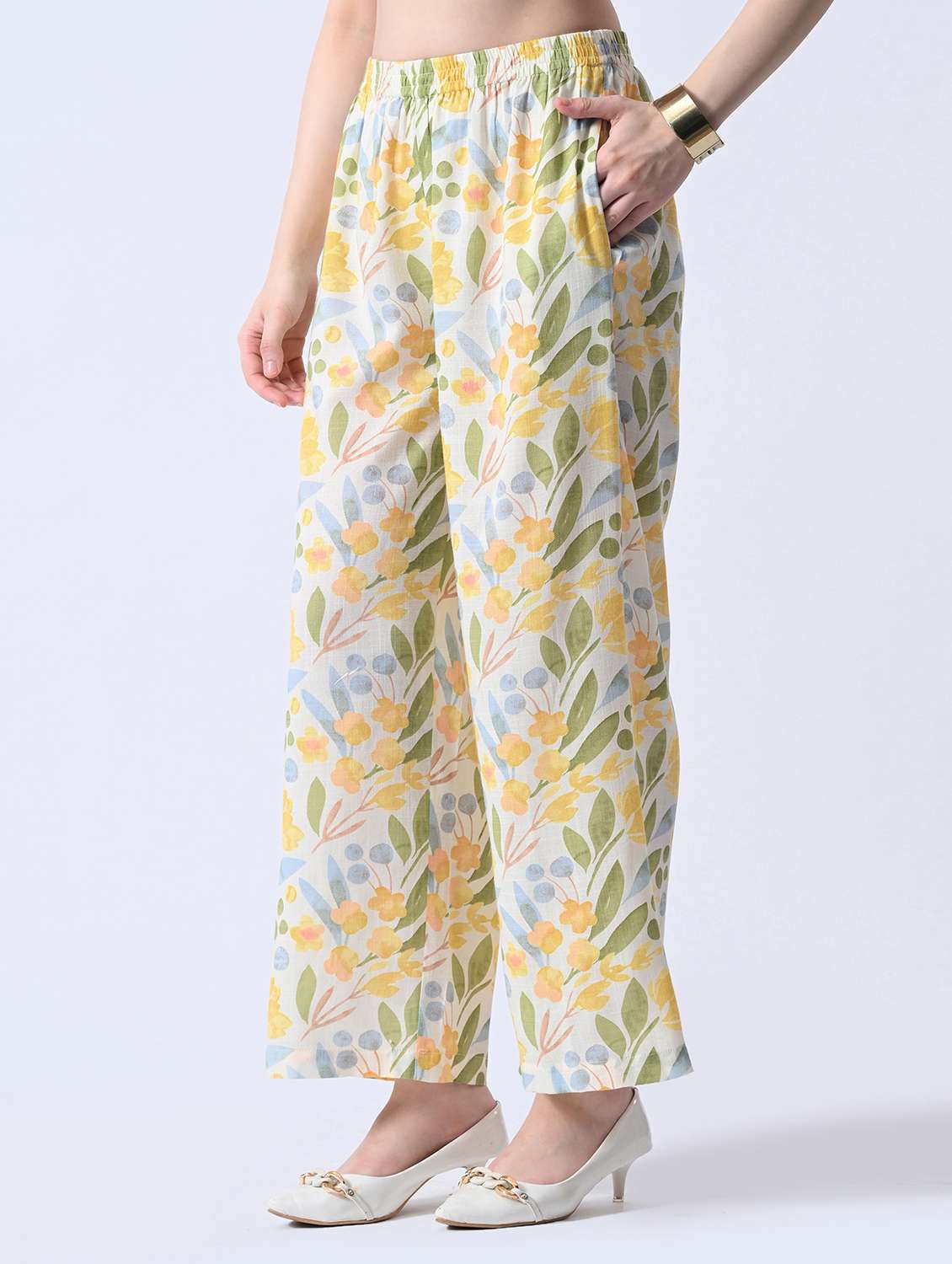 Multi Colored Rayon Palazzos - 22580498 -  Standard Image - 3