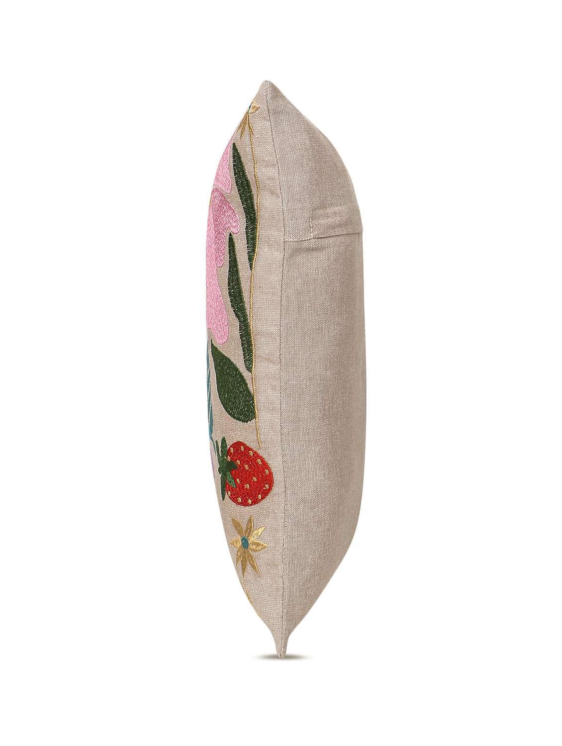 mezposh meadow threads beige cotton embroidered cushion cover (16"x16") - 22580527 -  Standard Image - 3