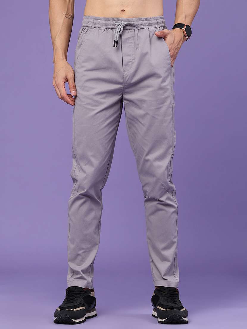 men solid mid rise flat front trouser