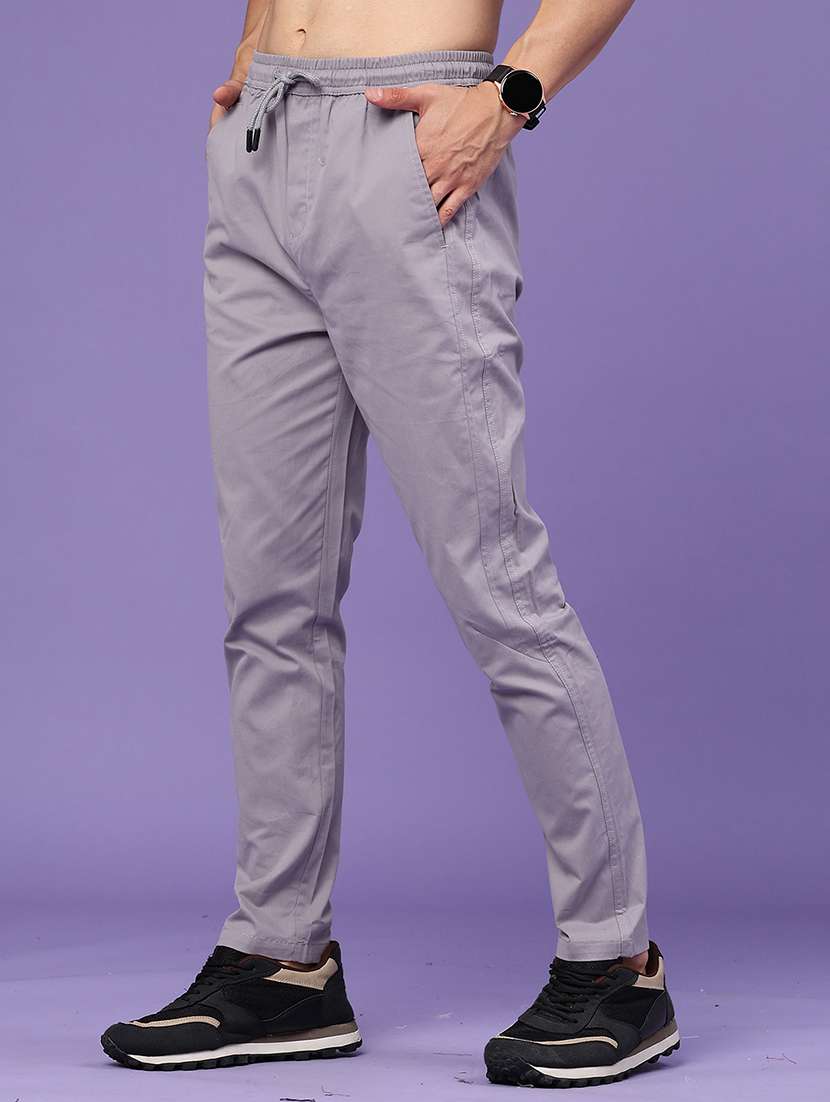 Men Solid Mid Rise Flat Front Trouser - 22580529 -  Standard Image - 3