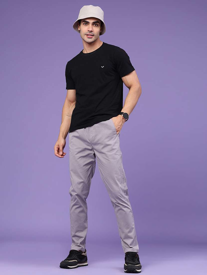 Men Solid Mid Rise Flat Front Trouser - 22580529 -  Standard Image - 5