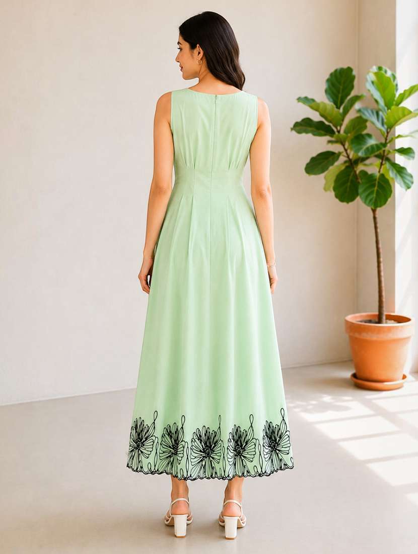 women embroidered sleeveless fit and flare dress - 22580571 -  Standard Image - 3