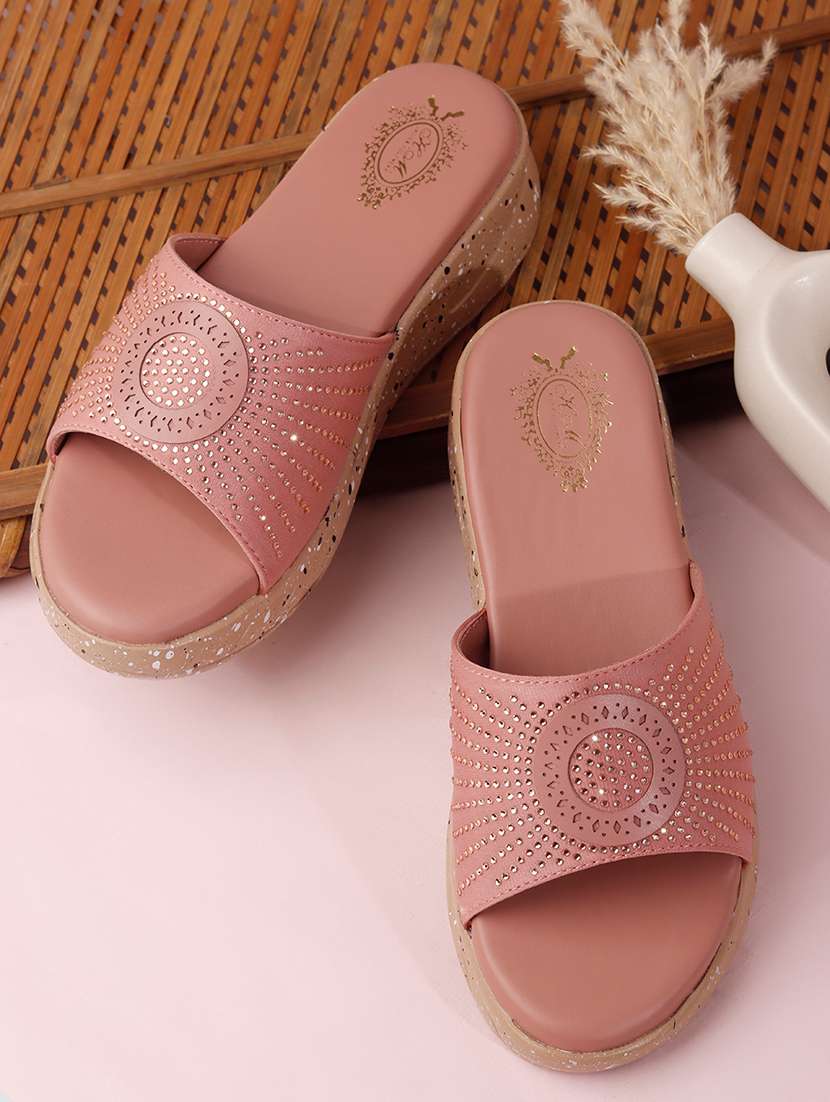 women embellished slip on wedges