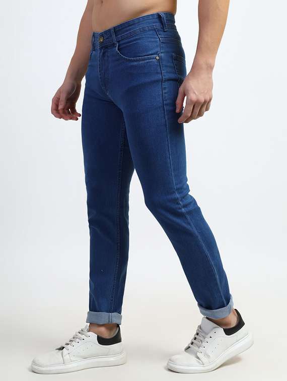 men plain mid rise full length slim fit jeans - 22580612 -  Standard Image - 3