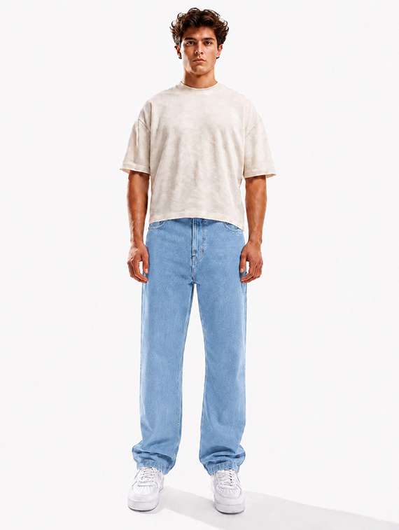 men plain mid rise full length baggy jeans - 22580681 -  Standard Image - 5