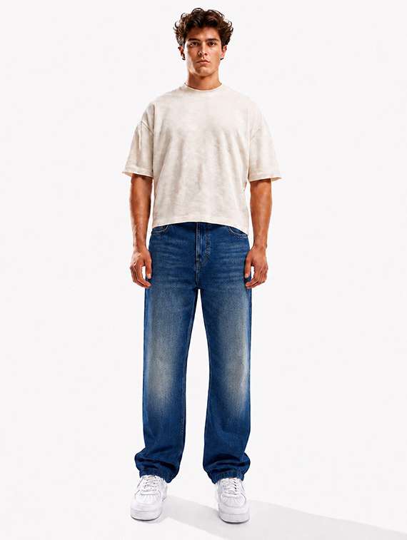 men washed mid rise full length baggy jeans - 22580687 -  Standard Image - 5