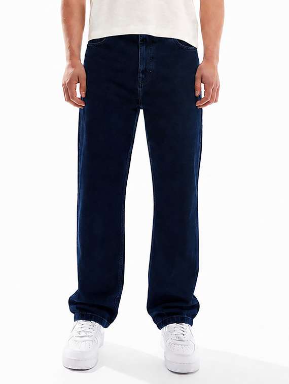 men plain mid rise full length baggy jeans