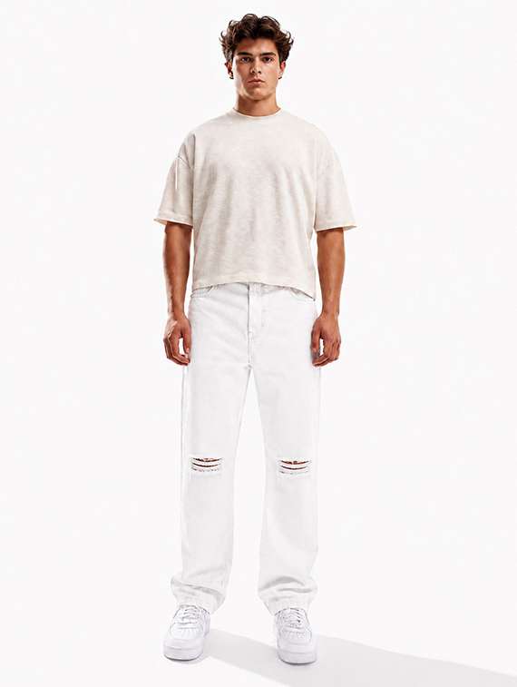 men slash knee mid rise full length baggy jeans - 22580692 -  Standard Image - 5