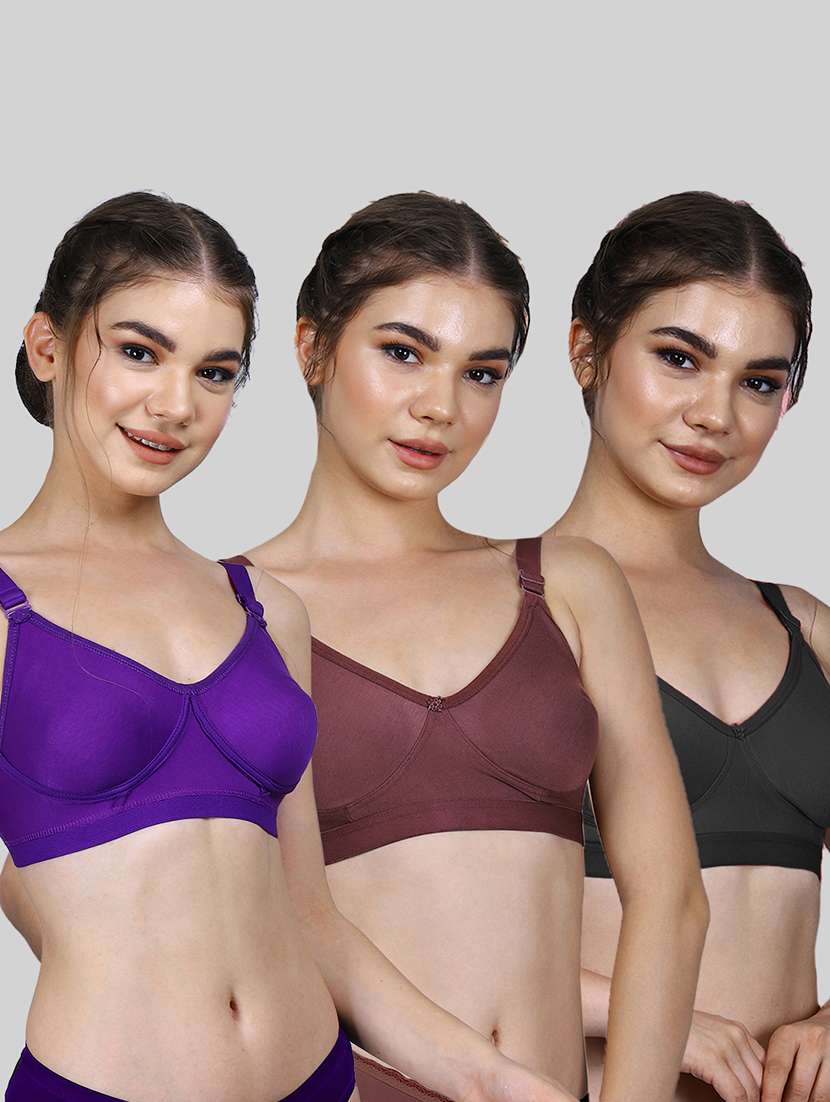 women pack of 3 solid full coverage bra