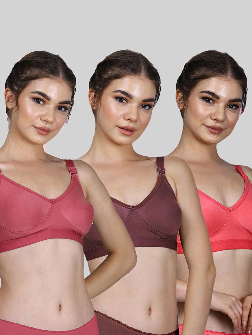 women pack of 3 solid full coverage bra