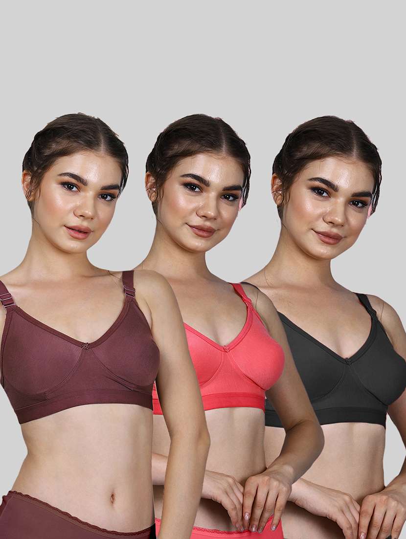 women pack of 3 solid full coverage bra