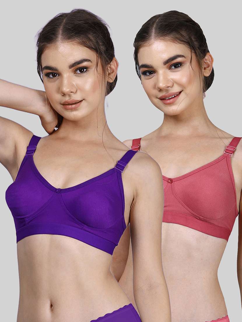 women pack of 2 solid full coverage regular bra