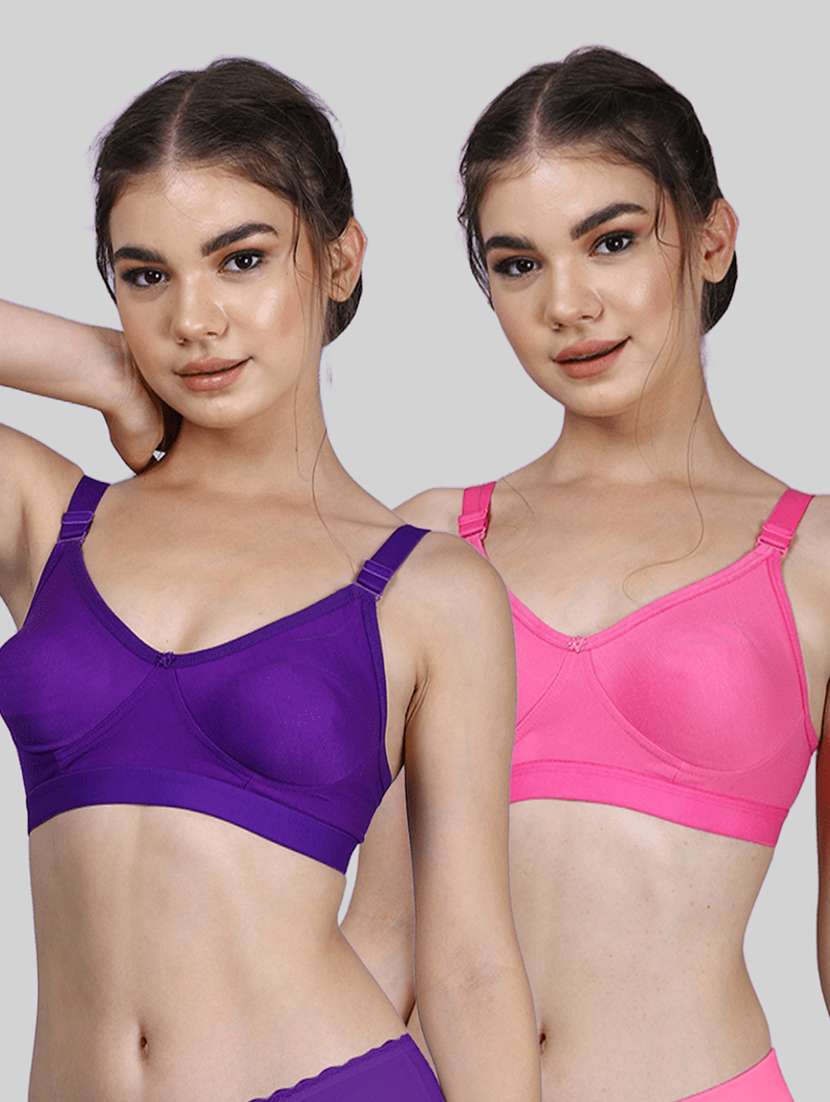 women pack of 2 solid full coverage bra