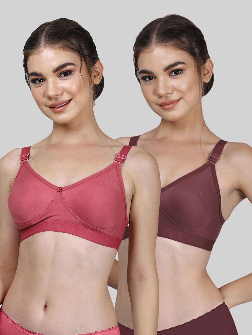women pack of 2 solid full coverage regular bra