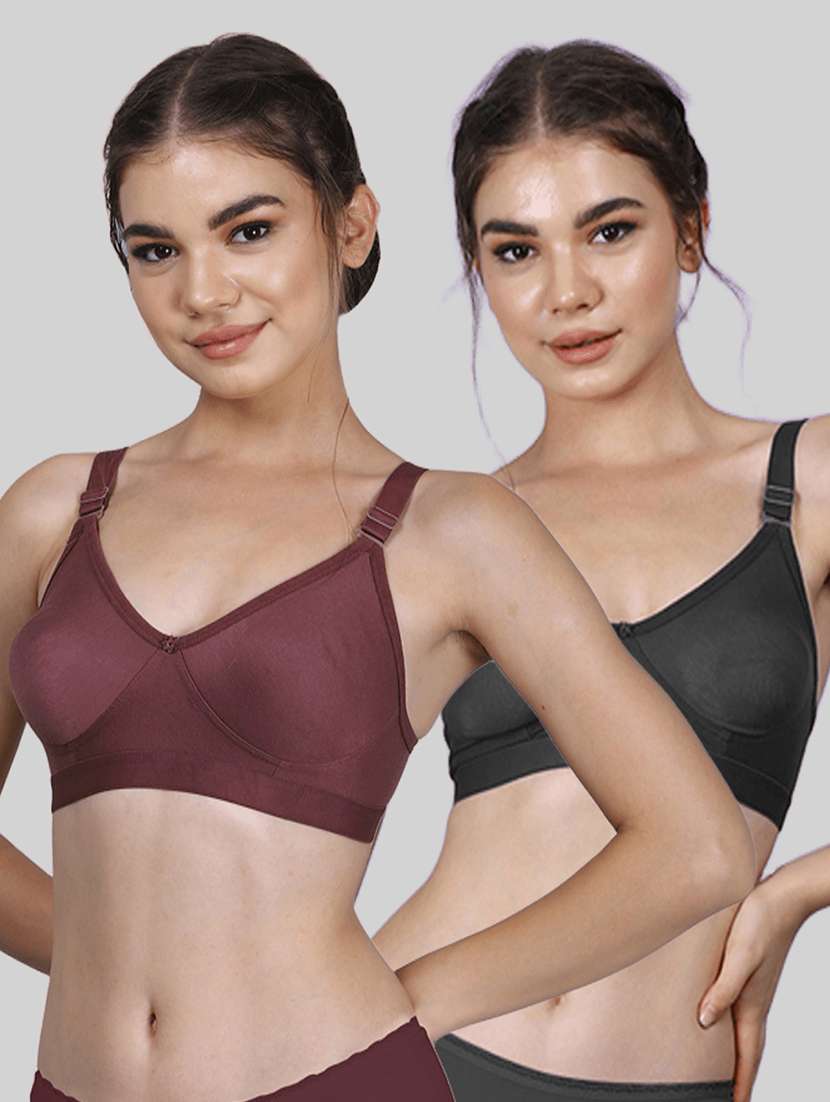 women pack of 2 solid full coverage regular bra