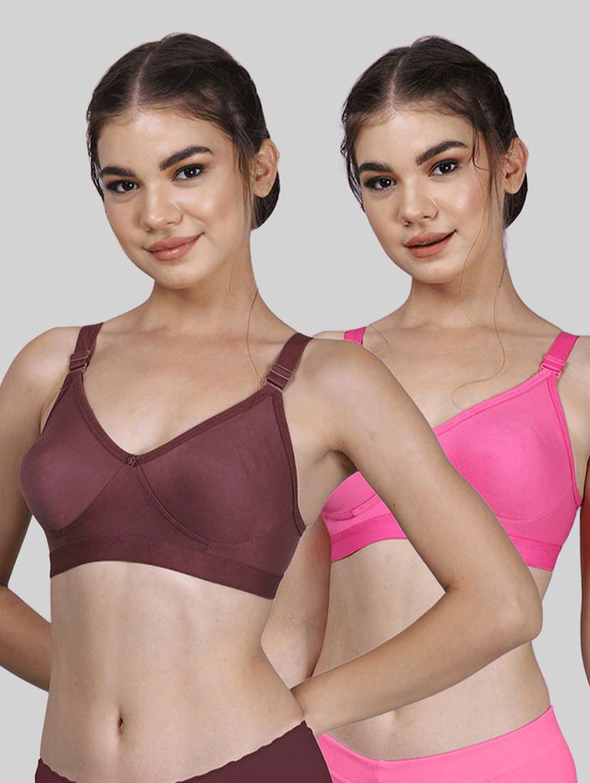 women pack of 2 solid full coverage bra