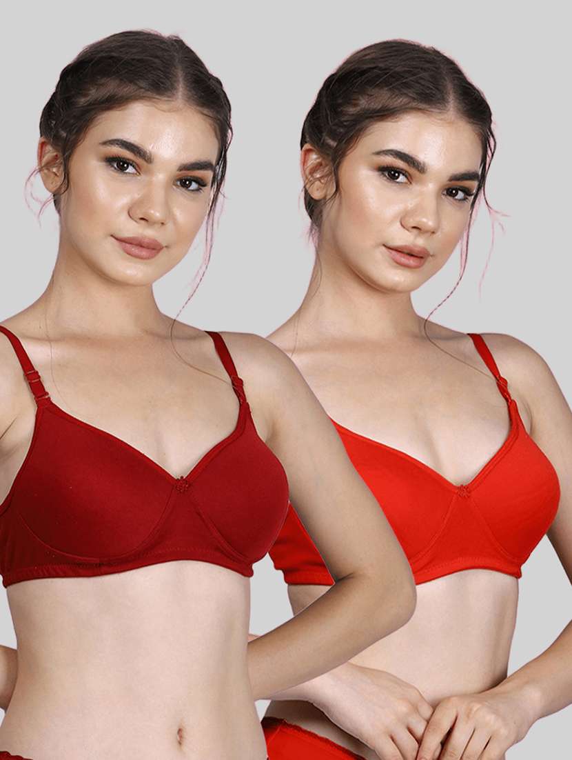 women pack of 2 solid full coverage bra