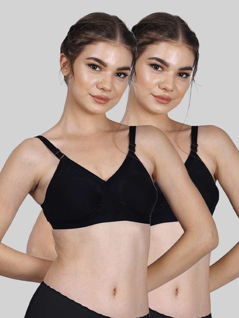women pack of 2 solid full coverage regular bra