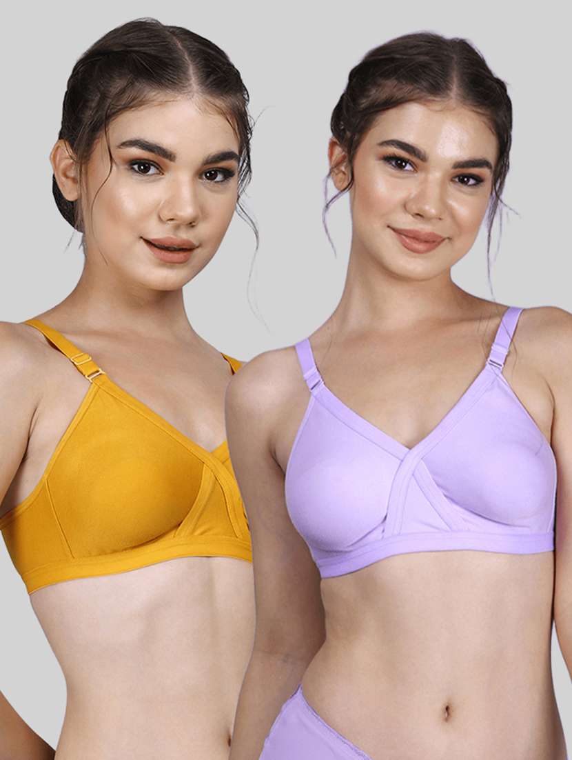 women pack of 2 solid full coverage regular bra