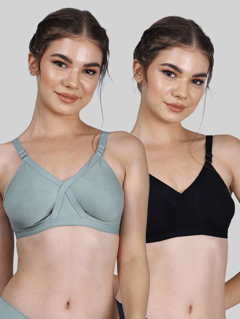 women pack of 2 solid full coverage bra