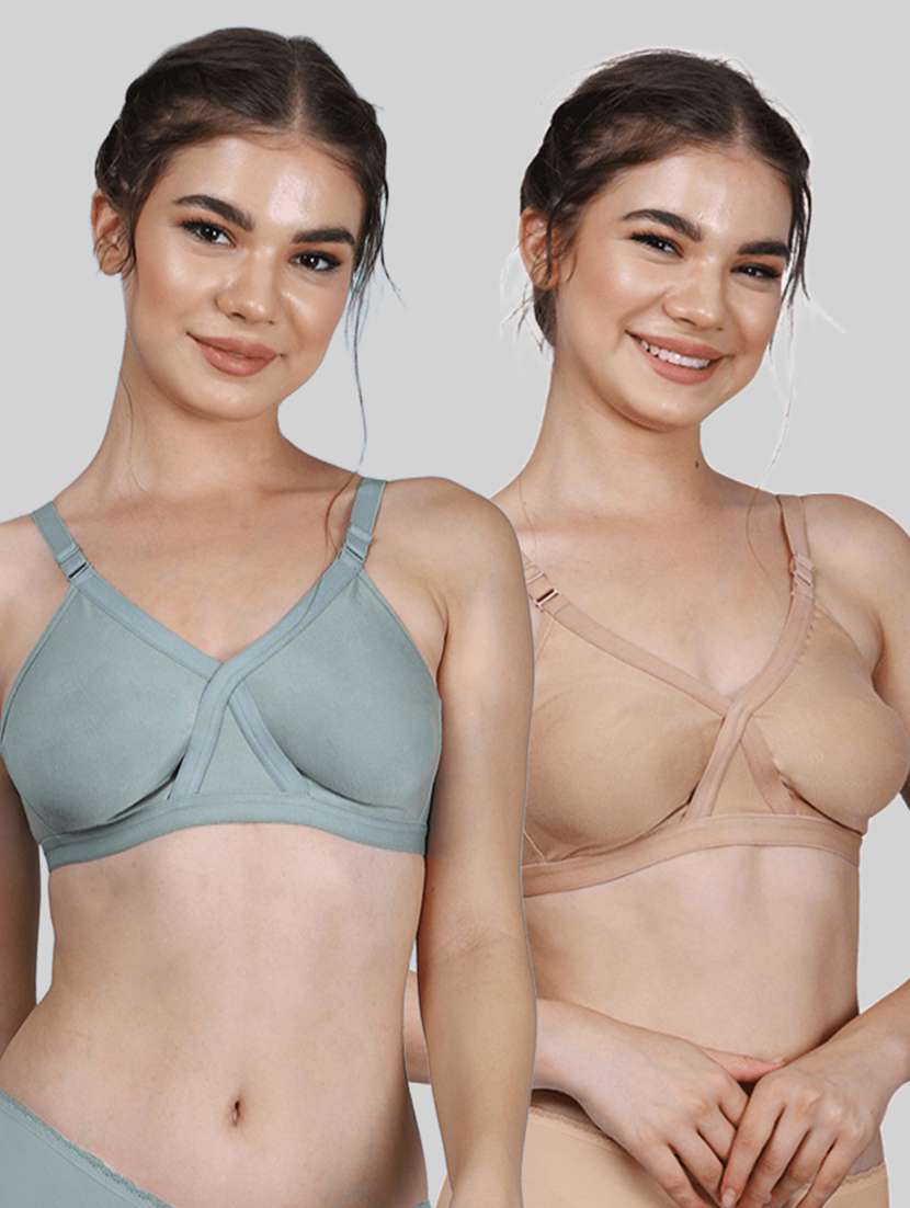 women pack of 2 solid full coverage regular bra