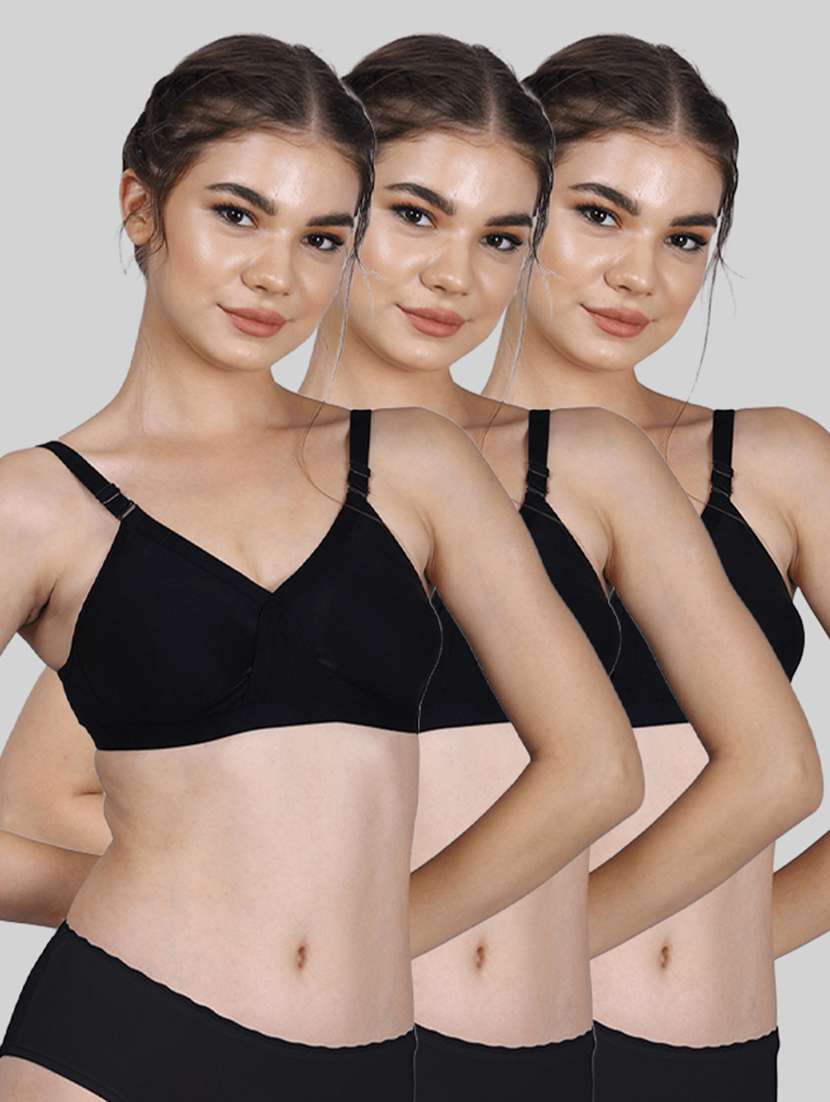 women pack of 3 solid full coverage regular bra