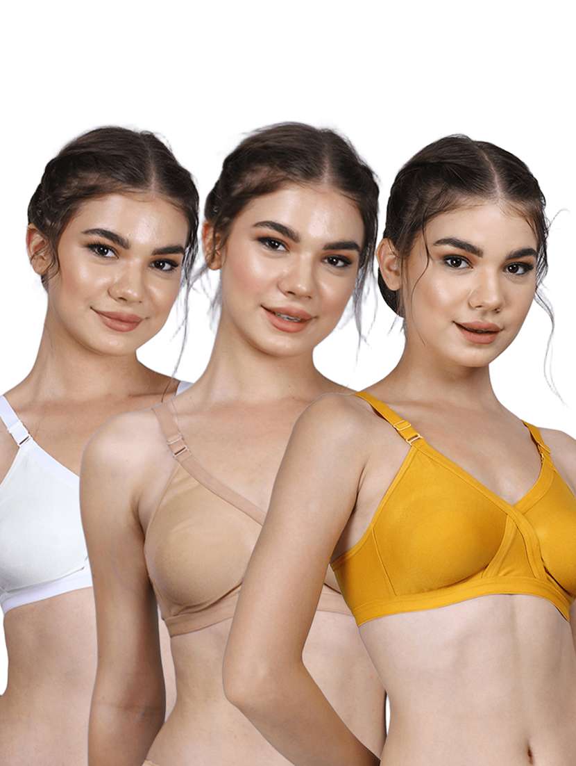 women pack of 3 solid full coverage regular bra