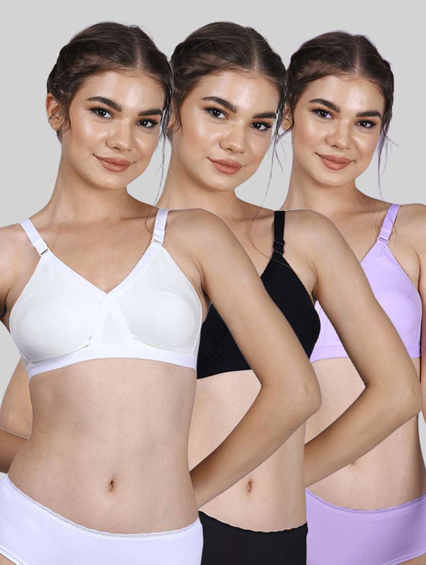 women pack of 3 solid full coverage regular bra