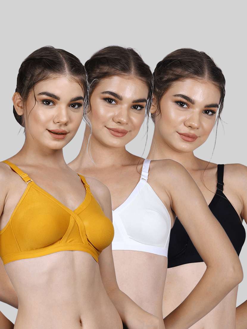 women pack of 3 solid full coverage bra