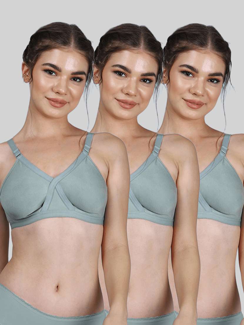 women pack of 3 solid full coverage regular bra