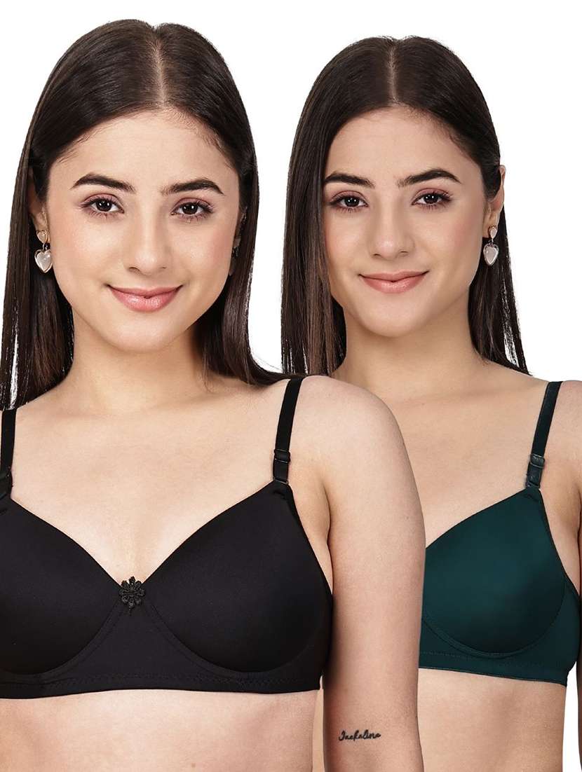 women pack of 2 solid full coverage bra