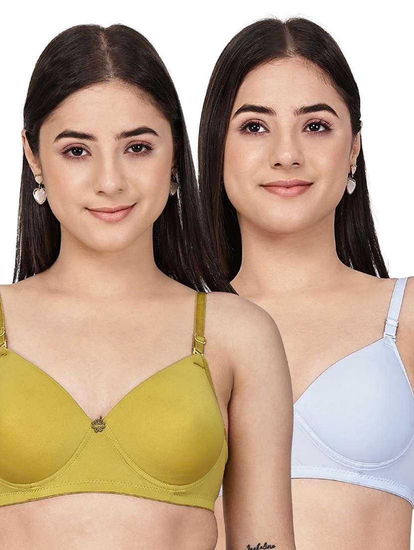 women pack of 2 solid full coverage t-shirt bra