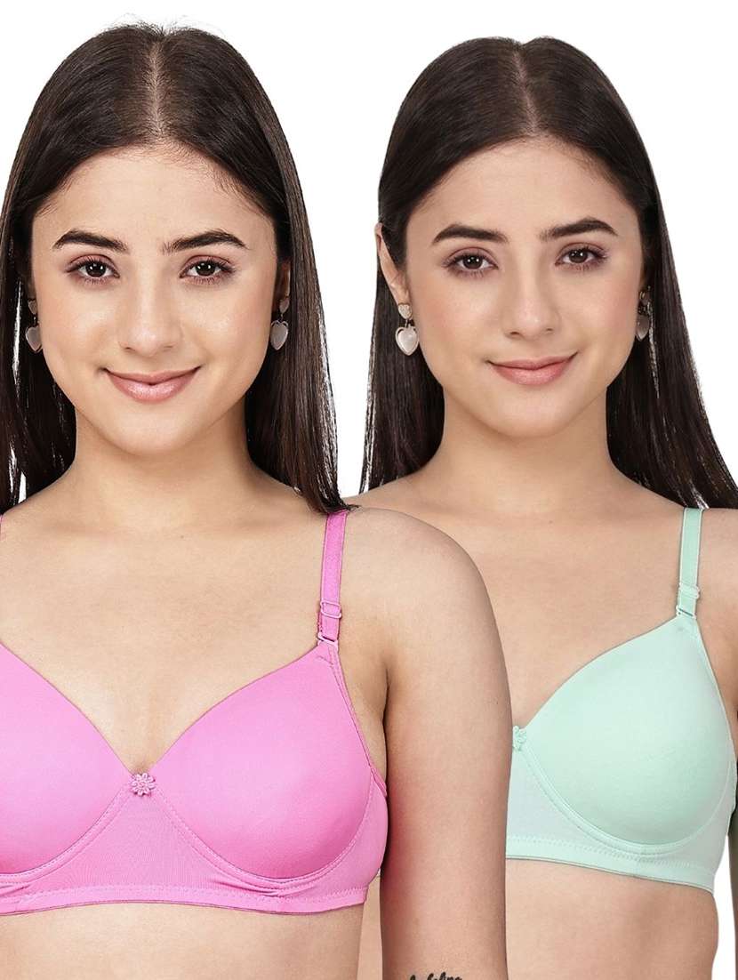women pack of 2 solid full coverage bra
