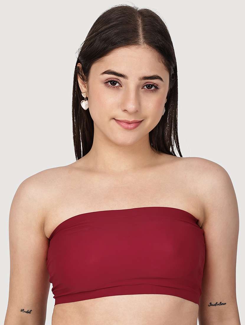women solid full coverage tube bra