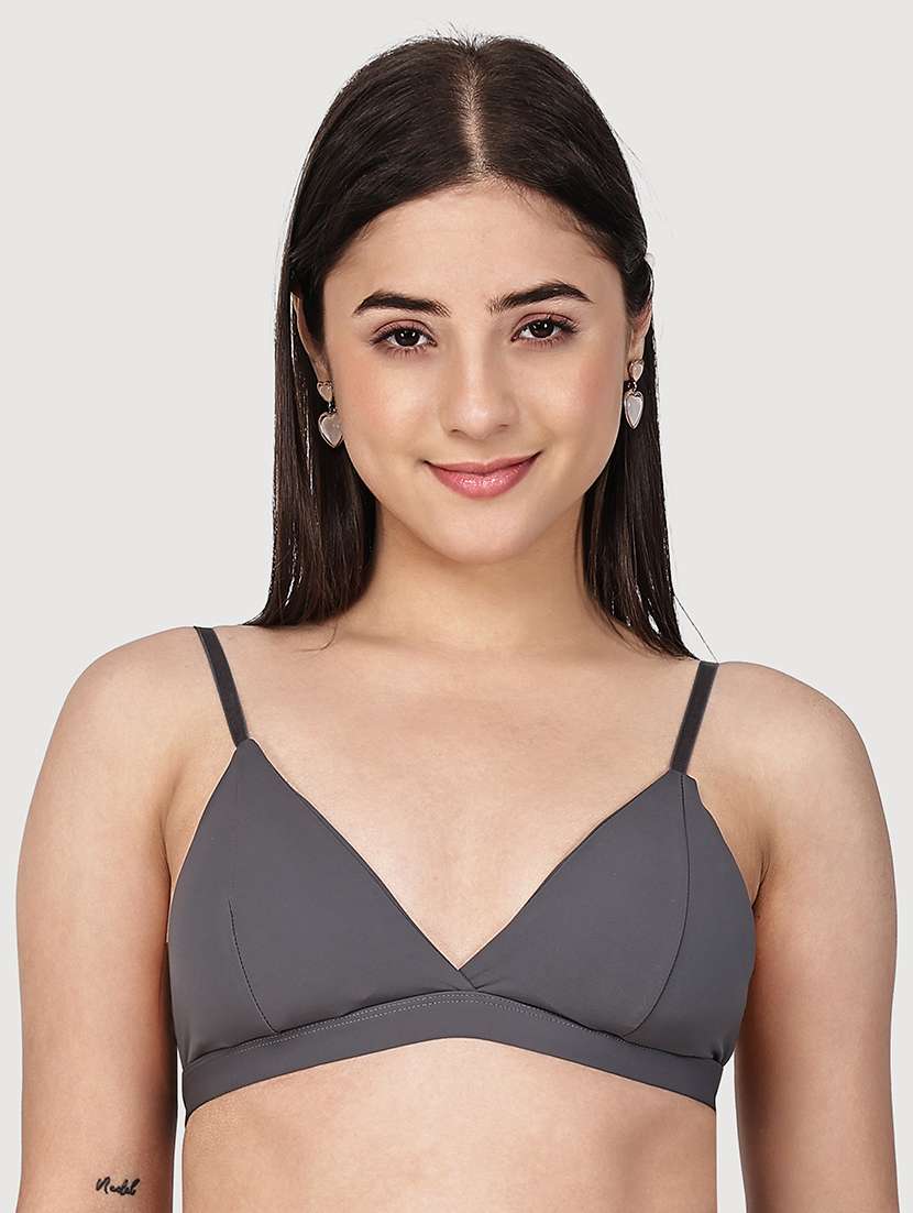 women solid half coverage bralette