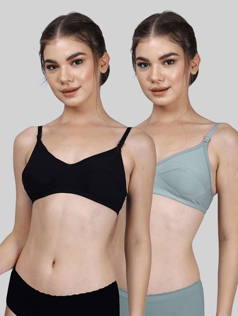 women pack of 2 solid full coverage regular bra