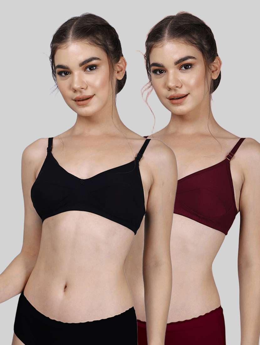women pack of 2 solid full coverage regular bra