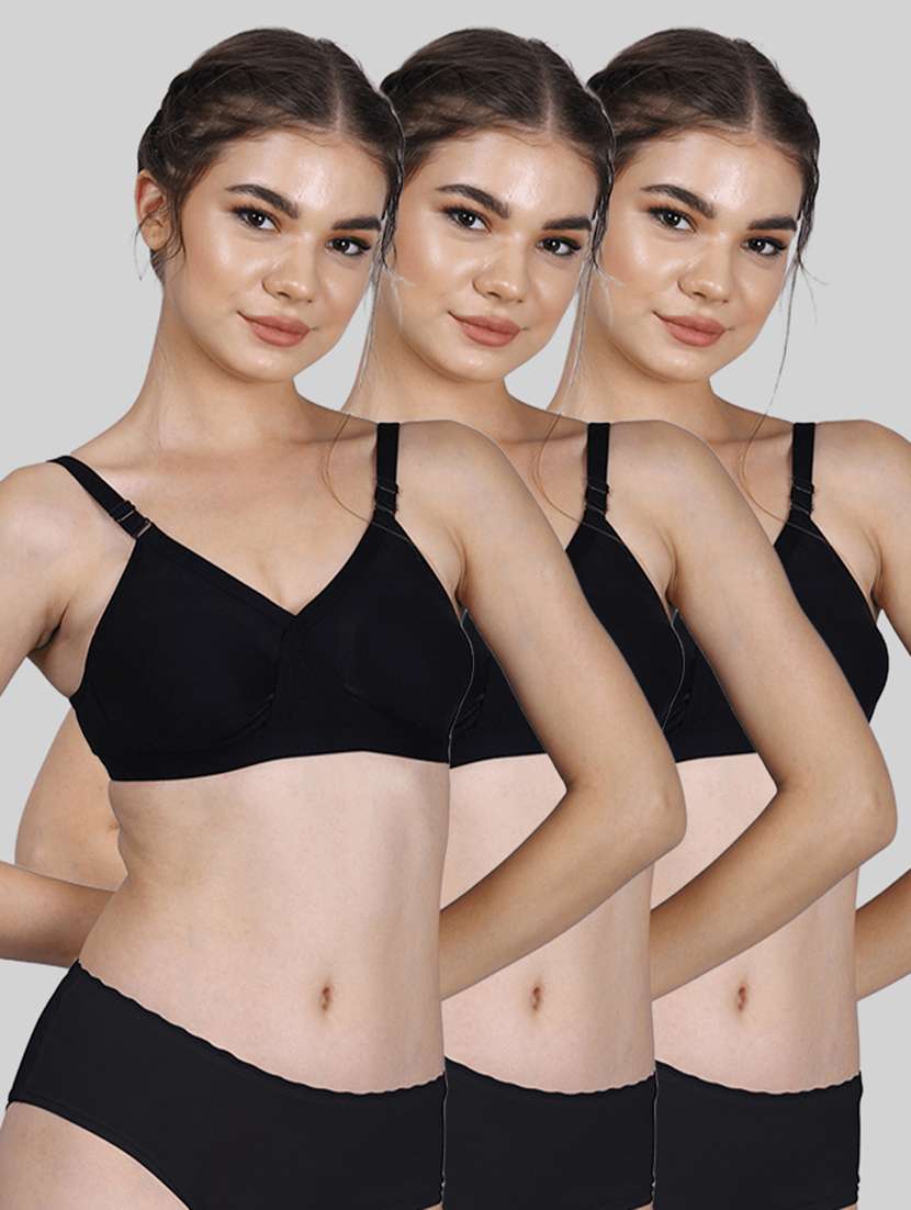 women pack of 3 solid full coverage regular bra