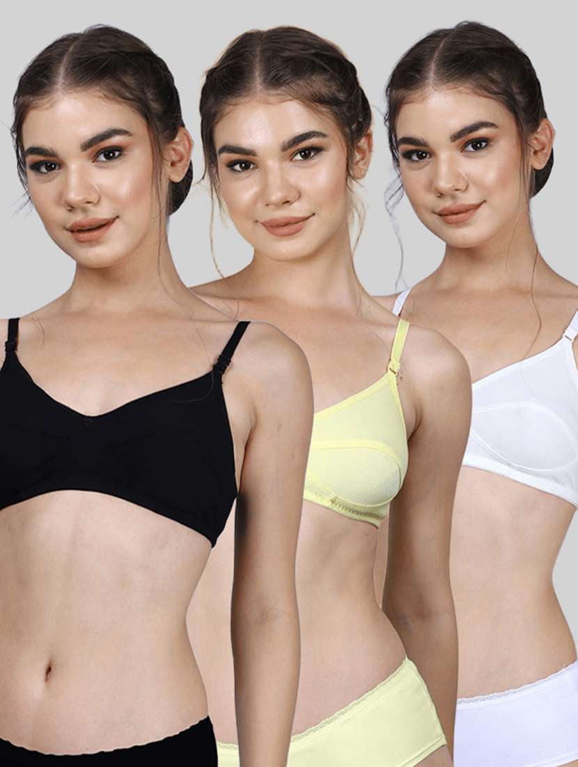 women pack of 3 solid full coverage bra