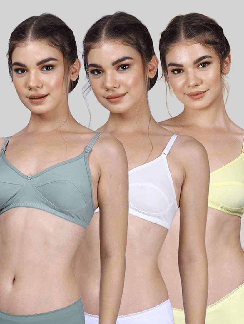 women pack of 3 solid full coverage bra