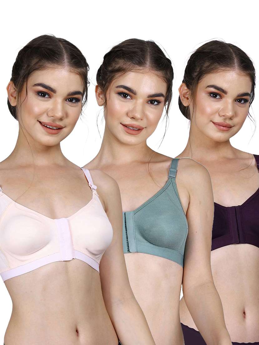 women pack of 3 solid full coverage bra