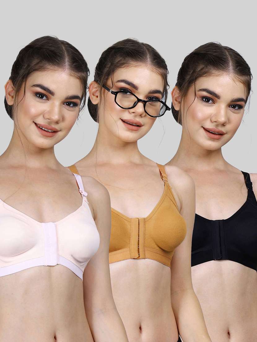 women pack of 3 solid full coverage bra