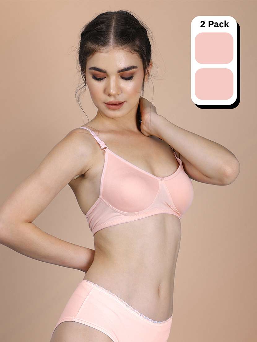women pack of 2 solid full coverage regular bra