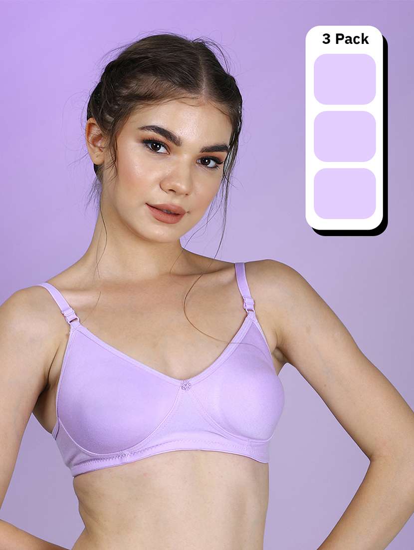 women pack of 3 solid full coverage bra